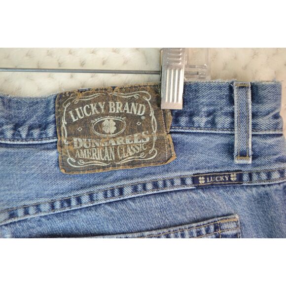 Lucky Brand Dungaree Men's 38 Medium Wash Straight Baggy Fit Button Fly Jeans - Picture 5 of 15